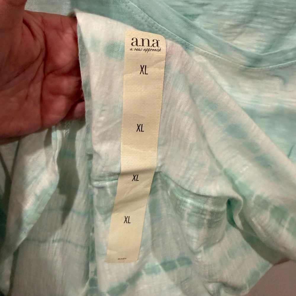 ana a new approach Womens XL Aqua Tie Dye Scoop Neck Pocket T-Shirt NWT - Picture 5 of 7